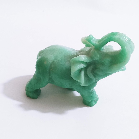 Vtg Jade Green Lucky Elephant Trunk Up Repaired Back Leg (9b) - Picture 3 of 5